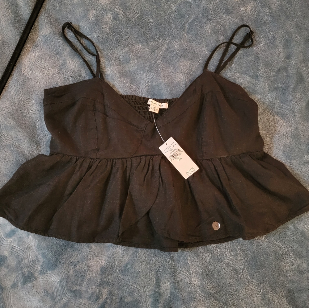 Womens black flowy crop top